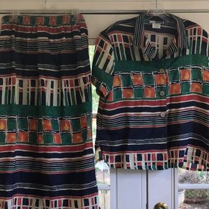 Vintage 3 piece matching shirt, skirt and tank XL